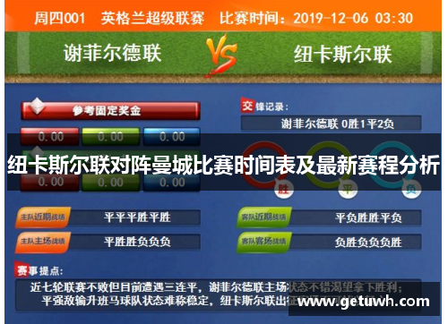 纽卡斯尔联对阵曼城比赛时间表及最新赛程分析